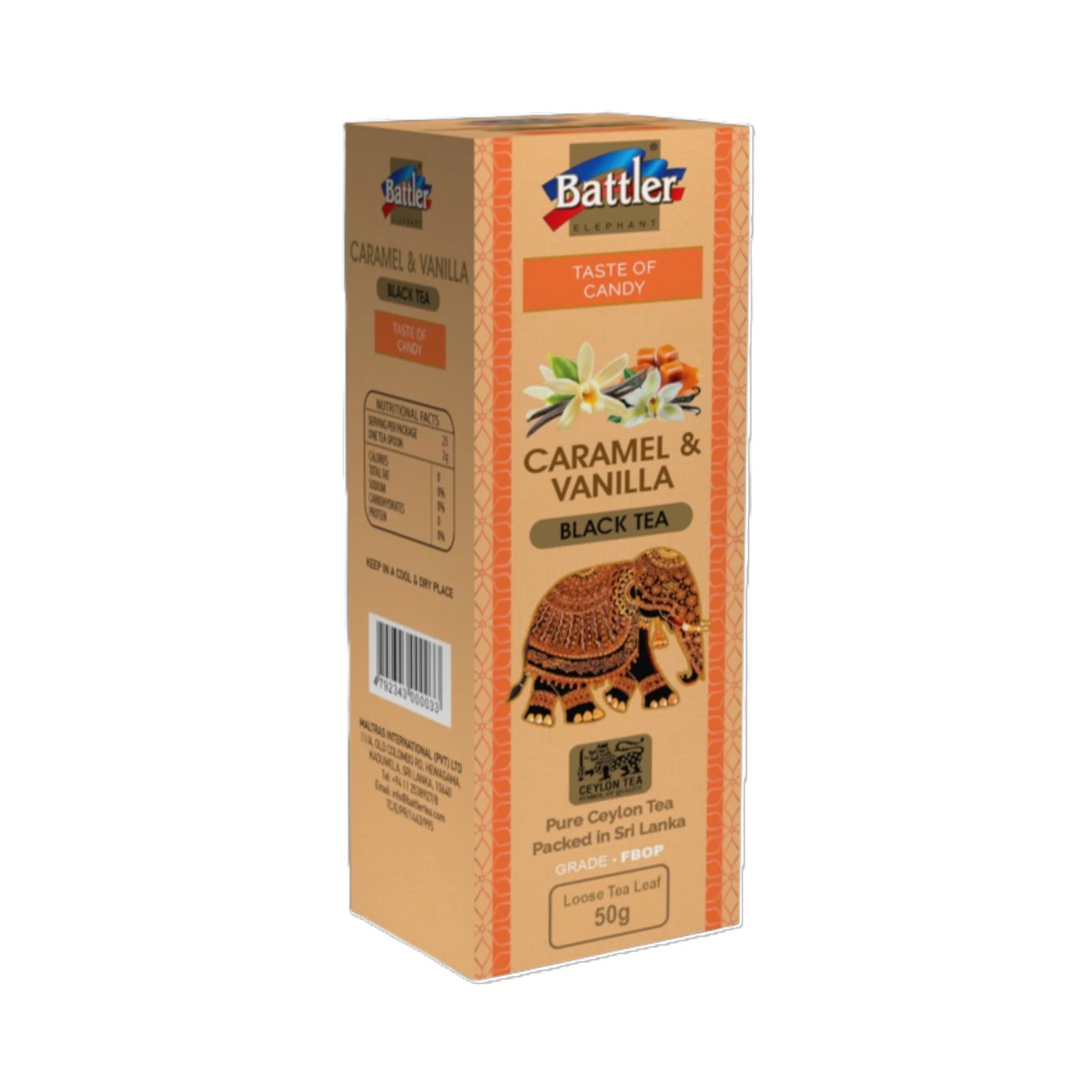 Black Tea With Caramel & Vanilla - 50g Carton